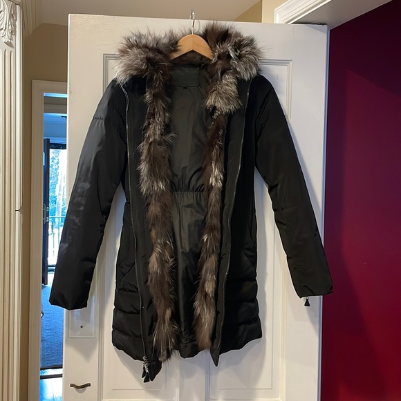 Dawn levy fox fur trimmed puffer coat Clearance